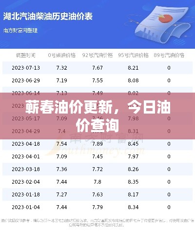 蕲春油价更新，今日油价查询