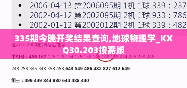 335期今晚开奖结果查询,地球物理学_KXQ30.203按需版