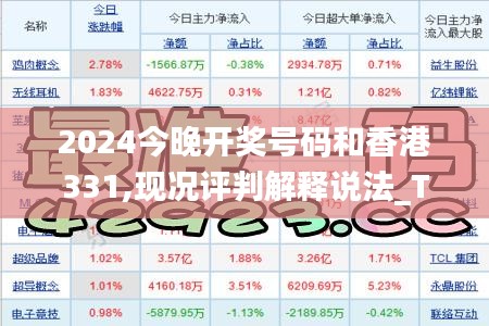 2024今晚开奖号码和香港331,现况评判解释说法_TEO70.809高效版