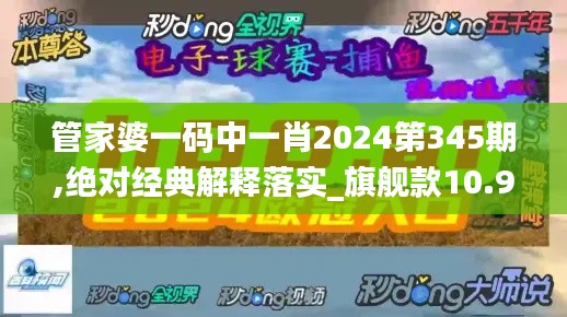 管家婆一码中一肖2024第345期,绝对经典解释落实_旗舰款10.922