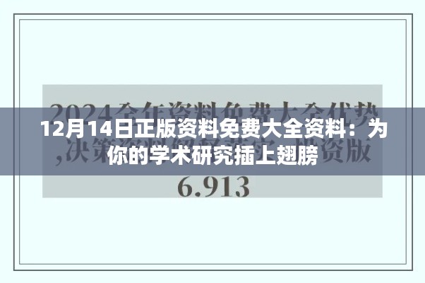 12月14日正版资料免费大全资料：为你的学术研究插上翅膀