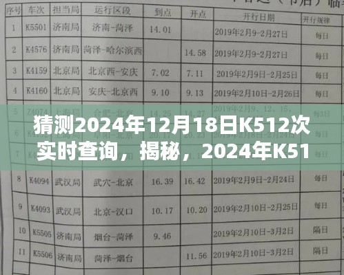 揭秘与深度解析，预测K512次列车在2024年12月18日的实时查询与运行动态