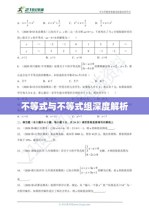 不等式与不等式组深度解析