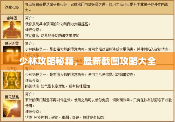 少林攻略秘籍，最新截图攻略大全