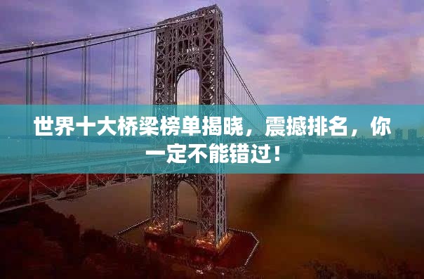 世界十大桥梁榜单揭晓，震撼排名，你一定不能错过！