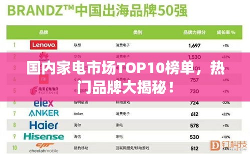 国内家电市场TOP10榜单，热门品牌大揭秘！