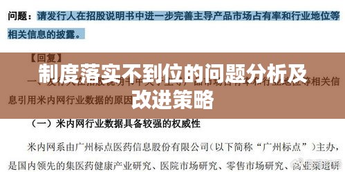 制度落实不到位的问题分析及改进策略