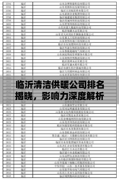 临沂清洁供暖公司排名揭晓，影响力深度解析