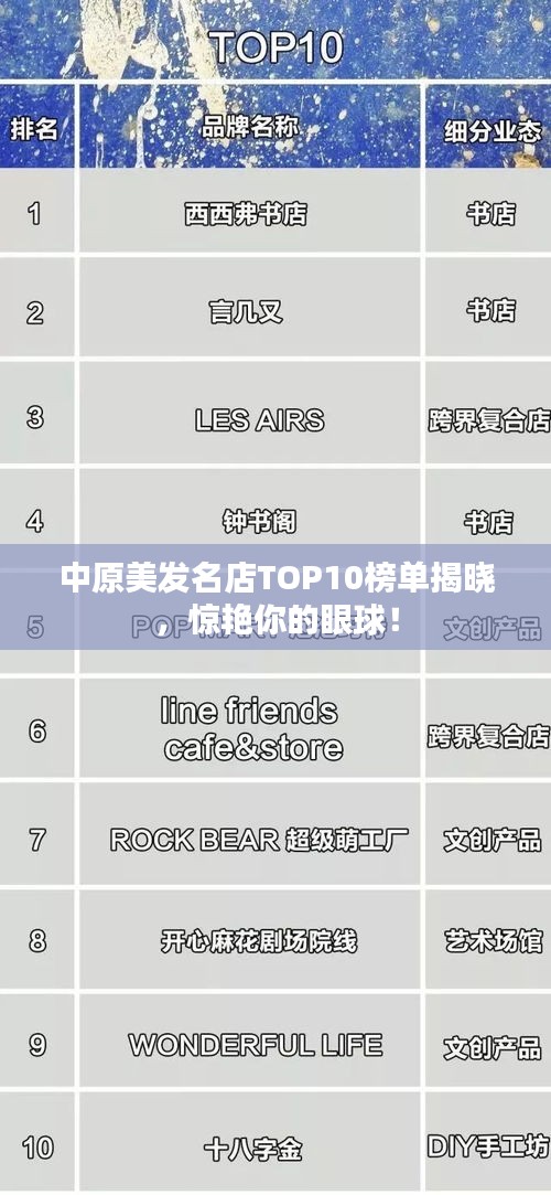 中原美发名店TOP10榜单揭晓，惊艳你的眼球！